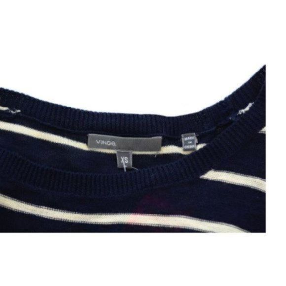 VINCE Navy Blue & Beige Striped Sweater Size XS - Picture 4 of 4